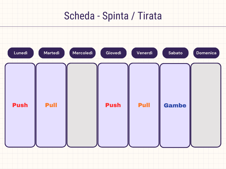 scheda calisthenics spinta tirata